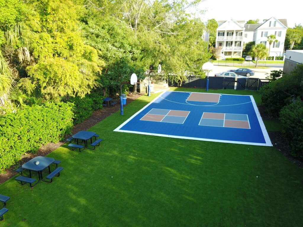 Artificial turf play area basketball