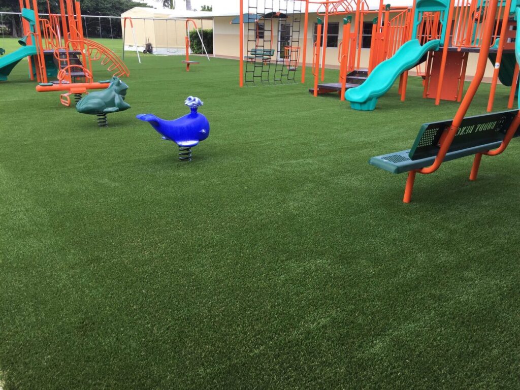 Synthetic grass commercial play area