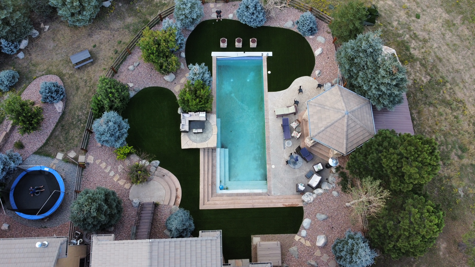 turf installation around pool