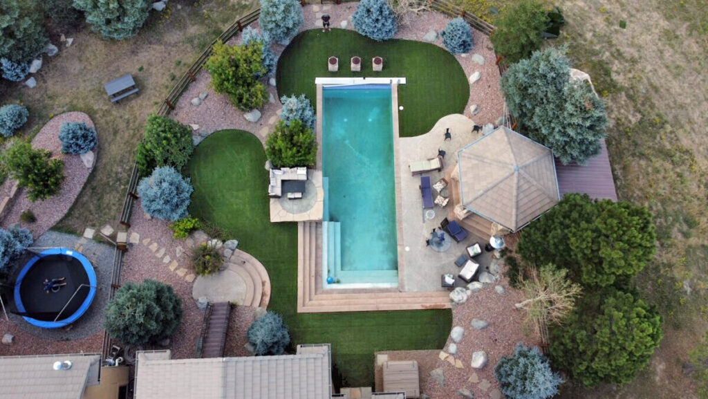 Turf Lawn Denver Around Pool Drone