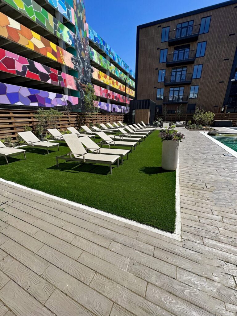 synthetic grass lawn apartments pool columbus